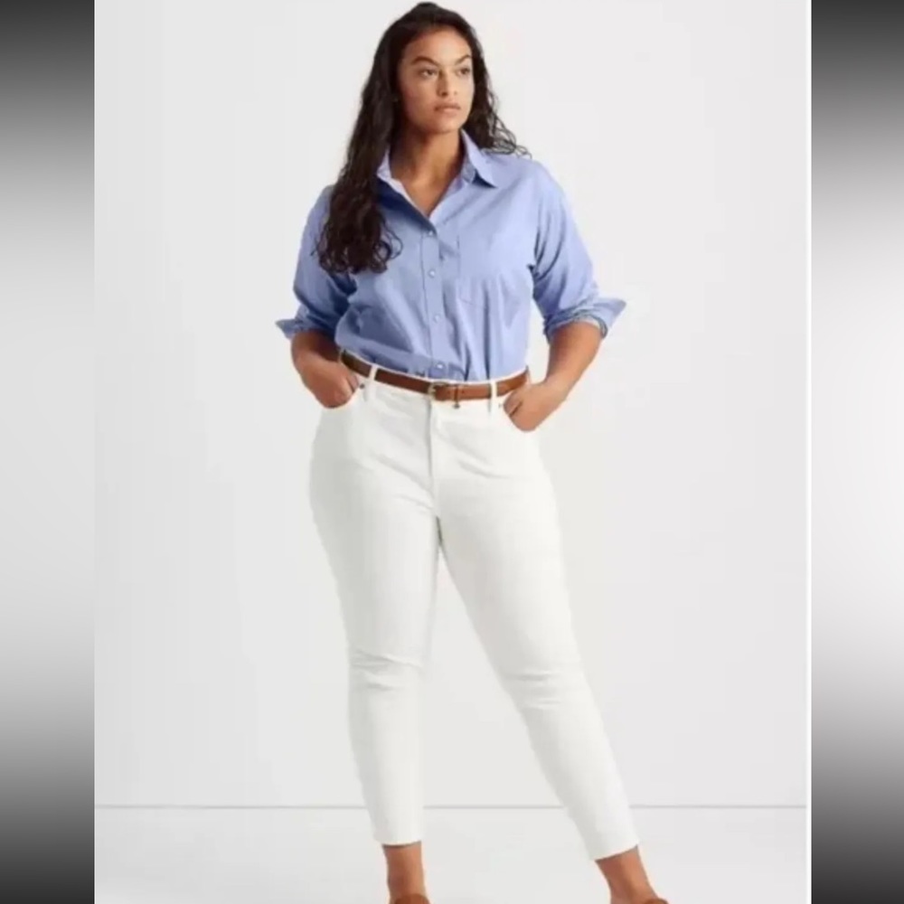 😍NWT Lauren Ralph Lauren High Rise Skinny Ankle Jeans White Wash 16W
